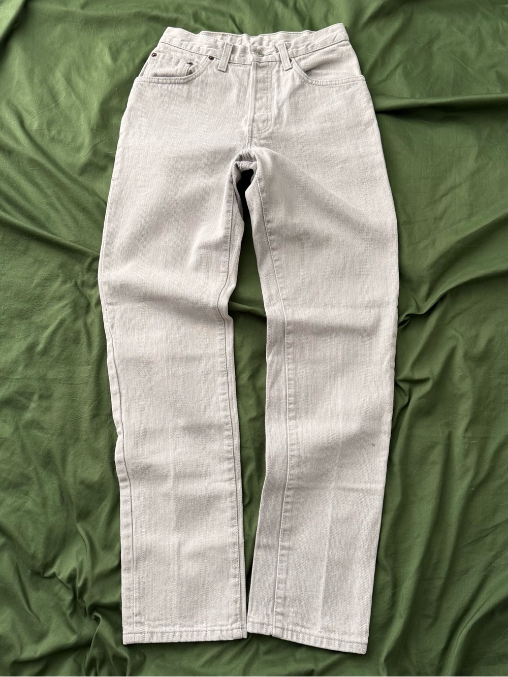 Vintage 80s Levis 501 Womens Cream High Waisted Jeans USA Off White Casual